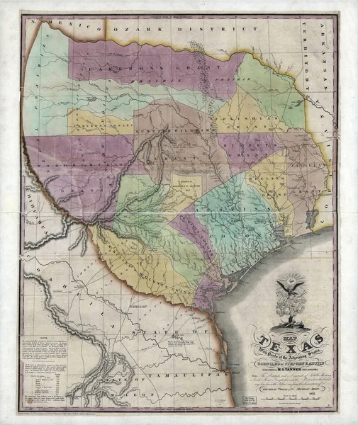 アメリカ合衆国テキサス州の18世紀の地図のイラスト — ストック写真