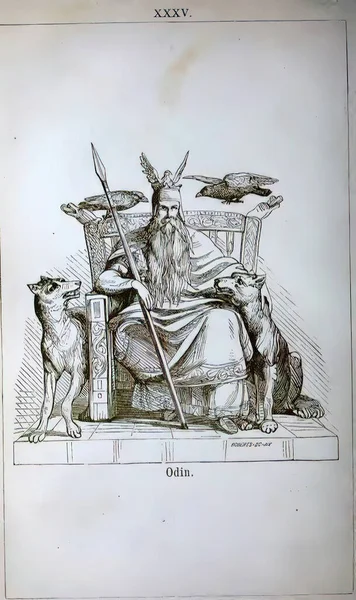 Una Ilustración Del Dios Odín Mitología Alemana —  Fotos de Stock