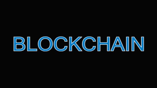 Яркая Анимация Мигающей Надписи Blockchain — стоковое видео