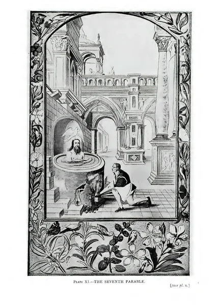 Vertical Shot Black White 19Th Century Illustration — Stock Photo, Image