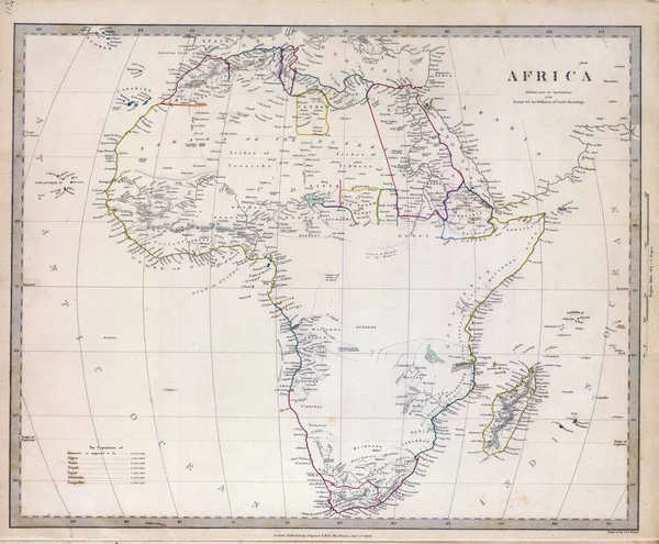 Uma Ilustração Antigo Mapa Africano Século Xix — Fotografia de Stock