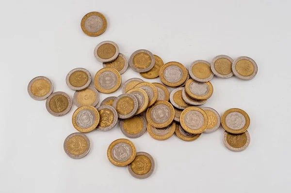 Top View Argentinian Coins White Surface — Stock Photo, Image