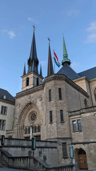 Notre Dame Székesegyház Függőleges Része Luxemburgban — Stock Fotó