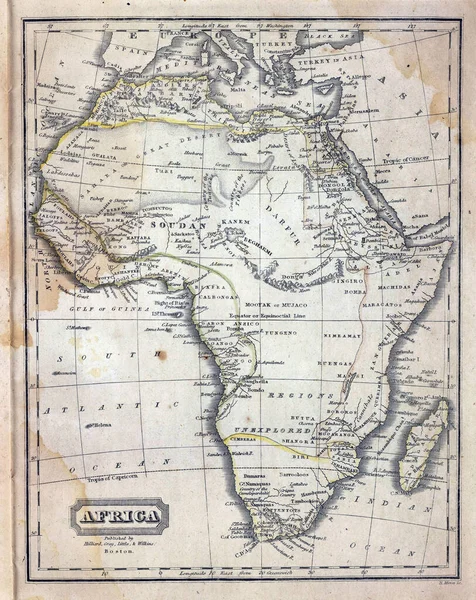 Carte Ancienne Afrique Datant 19Ème Siècle — Photo