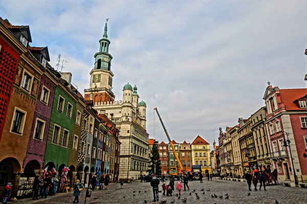 Poznan Polska Gru 2012 Widok Starego Rynku Zabytkowym Ratuszem Placem — Zdjęcie stockowe