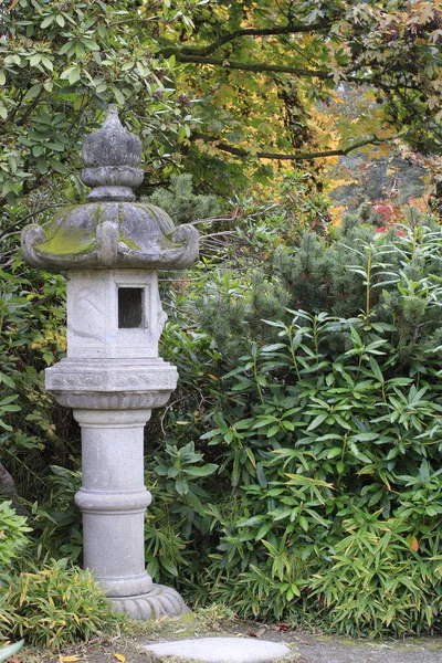 Uma Velha Lâmpada Decorativa Pedra Kubota Garden Seattle Washington — Fotografia de Stock