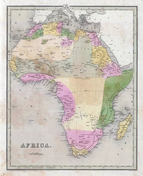 Carte Ancienne Afrique Datant 19Ème Siècle — Photo