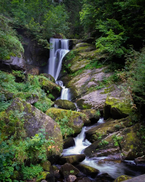 Disparo Vertical Una Cascada Triberg Selva Negra Baden Wurttemberg Alemania — Foto de Stock