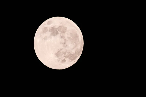 Gros Plan Pleine Lune Isolée Sur Fond Noir — Photo