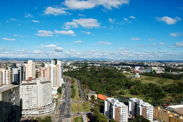 Disparo Aéreo Desde Curitiba Brasil Cerca Del Jardín Botánico — Foto de Stock