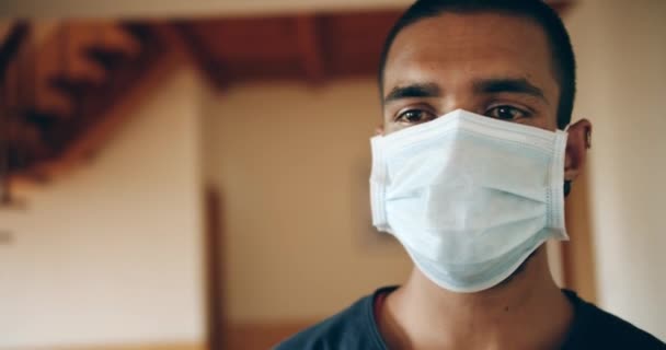 Young Indian Man Wearing Face Mask — стоковое видео