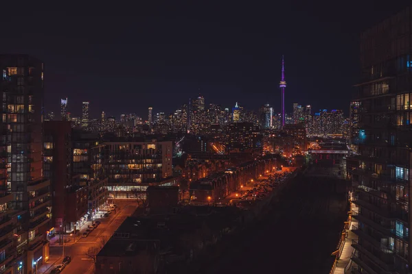 Una Vista Aérea Del Paisaje Nocturno Toronto Canadá — Foto de Stock