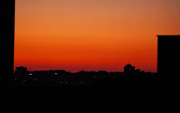 Zonsondergang Boven Buitenwijken Van Praag — Stockfoto