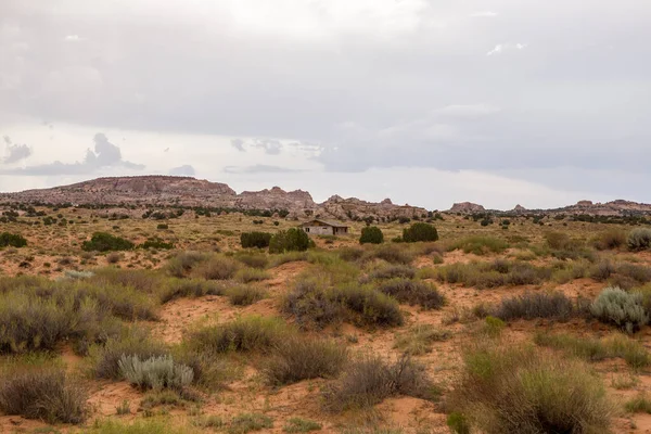 Une Vue Panoramique Bâtiment Abandonné Dans Désert Sud Ouest Arizona — Photo