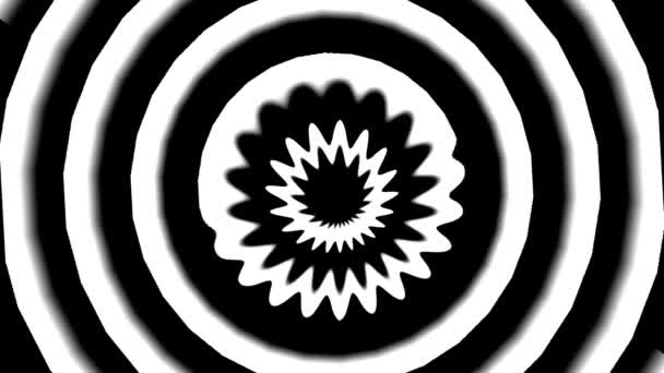 Resumo Movimento Caleidoscópio Hipnótico Preto Branco — Vídeo de Stock
