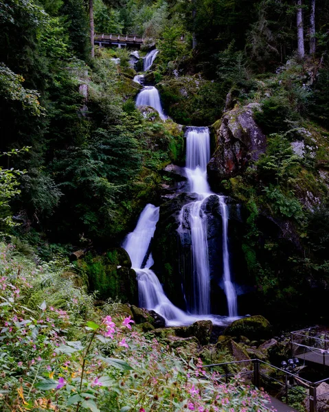 Eine Vertikale Aufnahme Eines Wasserfalls Schwarzwald Baden Württemberg Deutschland — Stockfoto