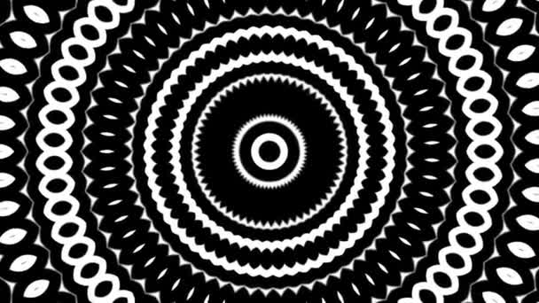 Абстрактное Черно Белое Гипнотическое Движение Калейдоскопа — стоковое видео
