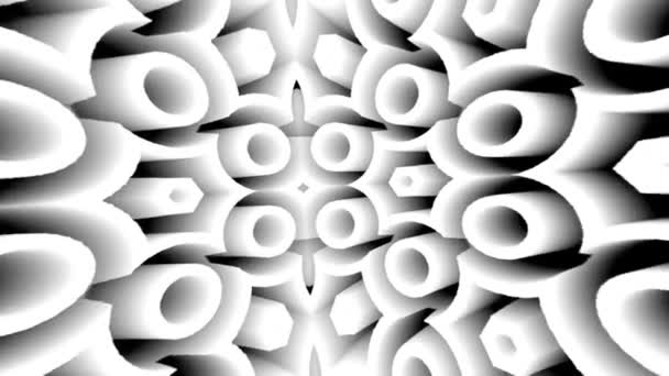 Abstract Black White Hypnotic Kaleidoscope Movement — Stock Video
