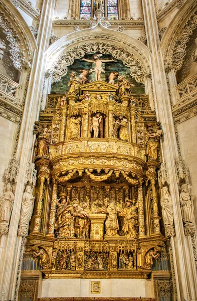 Colpo Verticale Delle Pale Altare All Interno Della Cattedrale Burgos — Foto Stock