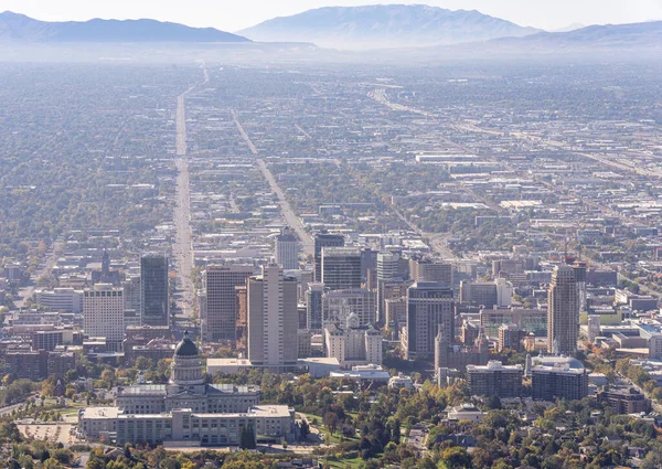 Widok Powietrza Budynek Kapitolu Utah Ciągu Dnia Salt Lake City — Zdjęcie stockowe