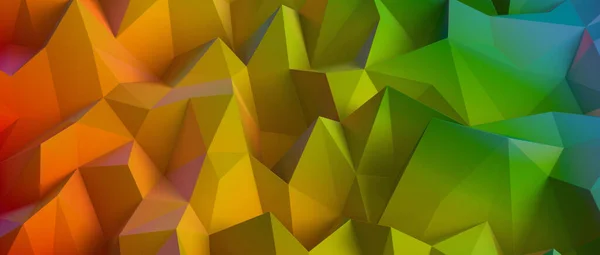 カラーブレンド虹の3Dレンダリングトレンディーな低多角形のデザイン — ストック写真