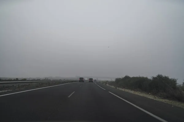 Dramatic Scenery Cars Highway Road Gloomy Day — Stock Photo, Image