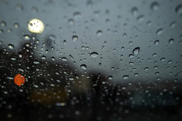 Σταγόνες Της Βροχής Στο Γυάλινο Παράθυρο — Φωτογραφία Αρχείου
