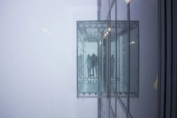 Szklana Skrzynka Ledge Rozciąga Się 103 Piętra Willis Tower Chicago — Zdjęcie stockowe