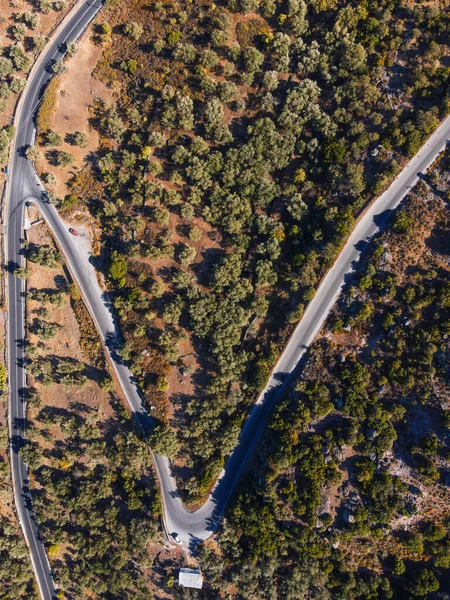 Воздушный Кадр Асфальтированной Дороги Через Лес — стоковое фото