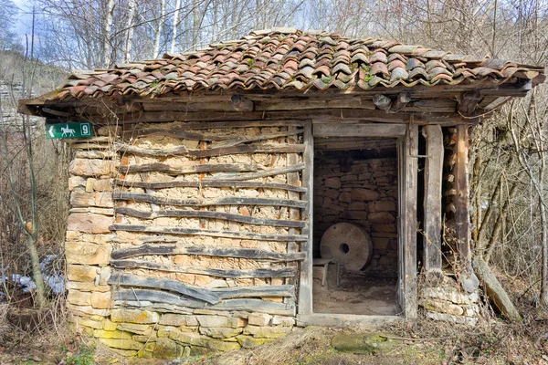 Zbliżenie Drewnianego Małego Domku Lesie — Zdjęcie stockowe