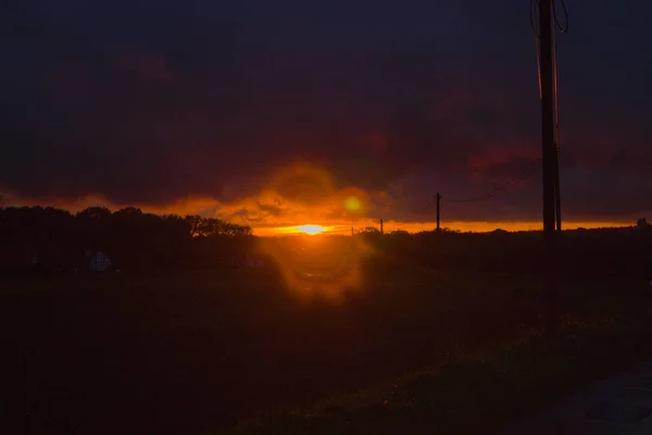 Peisaj Siluetei Unui Parc Timpul Apusului Soare Renania Nord Westfalia — Fotografie, imagine de stoc