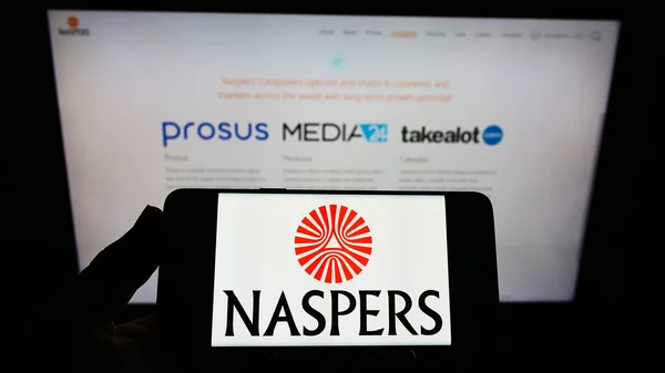 Stuttga Germany Aug 2021 Person Holding Smartphone Logo Conglomerate Naspers — Stock Photo, Image