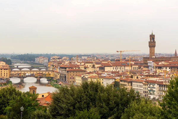 Florence Toscane Italië Detail Van Oude Brug Rivier Arno Met — Stockfoto