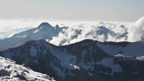 Hermoso Paisaje Con Montañas Nieve — Vídeo de stock