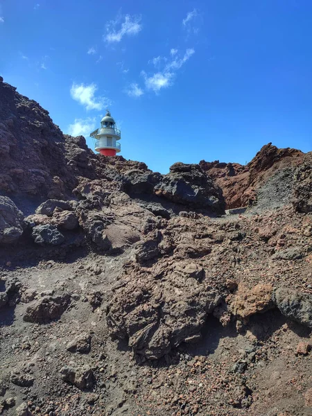 Vertikal Bild Punta Teno Fyr Utvecklas Solig Dag — Stockfoto