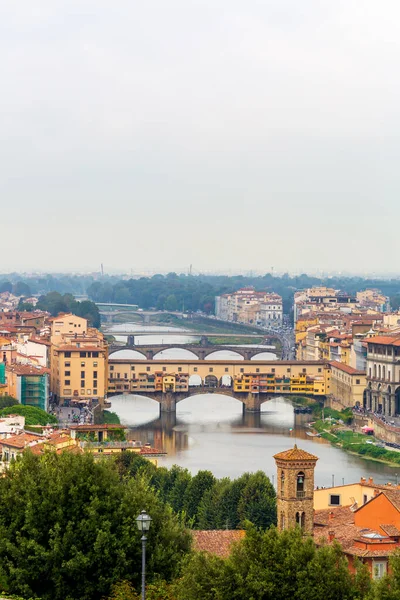 Флоренція Тоскана Італія Деталь Старого Мосту Річці Арно — стокове фото