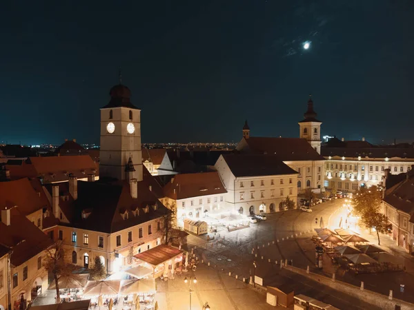 Sibiu Roumanie Oct 2021 Plan Drone Centre Ville Sibiu Avec — Photo