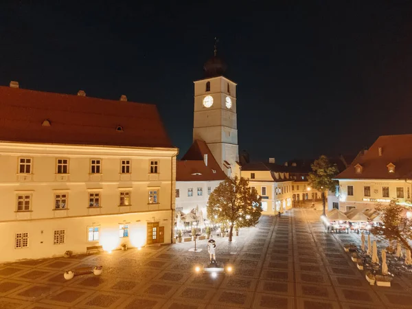 Sibiu Romania Oct 2021 Sebuah Gambar Drone Dari Pusat Kota — Stok Foto