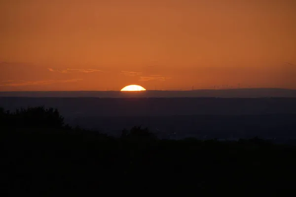 Landscape Silhouette Hills Sunset North Rhine Westphalia Germany — Stock Photo, Image