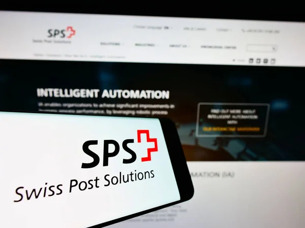 Stuttgart Německo Července 2021 Mobilní Telefon Logem Společnosti Swiss Post — Stock fotografie