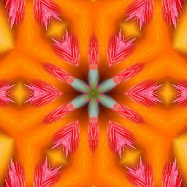 Rendering Pink Floral Elements Orange Background — Stock Photo, Image