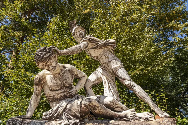 Eine Großaufnahme Von Statuen Garten Des Königlichen Palastes Von Granja — Stockfoto