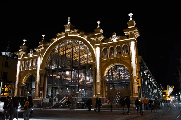 Zaragoza Spanje Okt 2021 Lanuza Markt Centrale Markt Nachts Zaragoza — Stockfoto