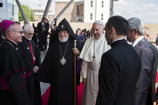 Yerevan Armenia Június 2016 Találkozó Ferenc Pápa Vezetője Katolikus Egyház — Stock Fotó