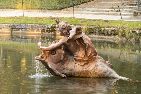 Close Estátuas Jardim Palácio Real Granja San Ildefonso Segóvia Espanha — Fotografia de Stock