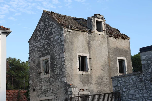 Oude Stenen Verlaten Huizen Kroatië — Stockfoto