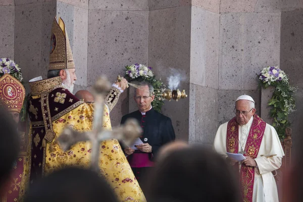 Ejmiadzin Armenia Haziran 2016 Papa Francis Ermenistan Ejmiadzin Ziyaret Eden — Stok fotoğraf
