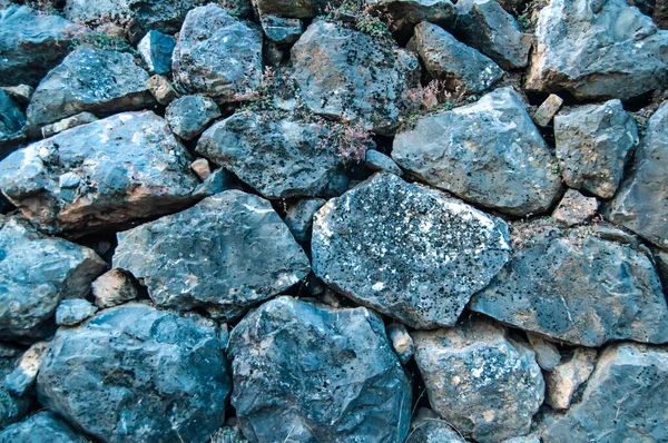 Parede Pedra Natural Uma Pedra Seca Rural — Fotografia de Stock