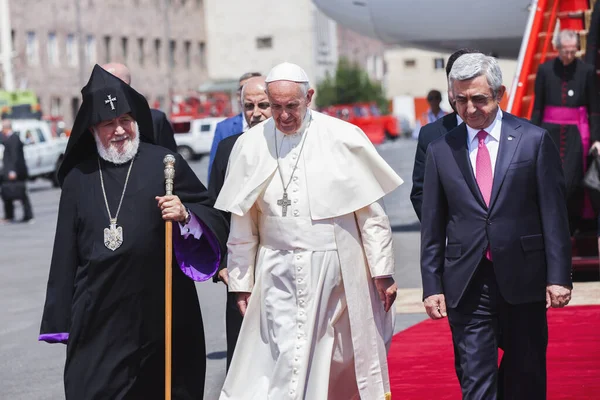 Yerevan Armenien Juni 2016 Treffen Mit Papst Franziskus Oberhaupt Der — Stockfoto