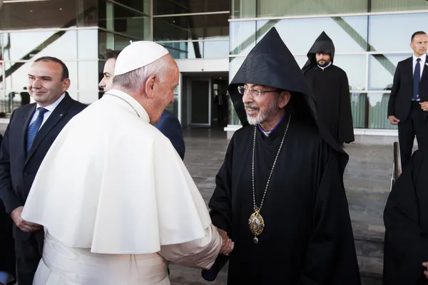 Yerevan Armenia Jun 2016 Ontmoeting Met Paus Franciscus Hoofd Van — Stockfoto